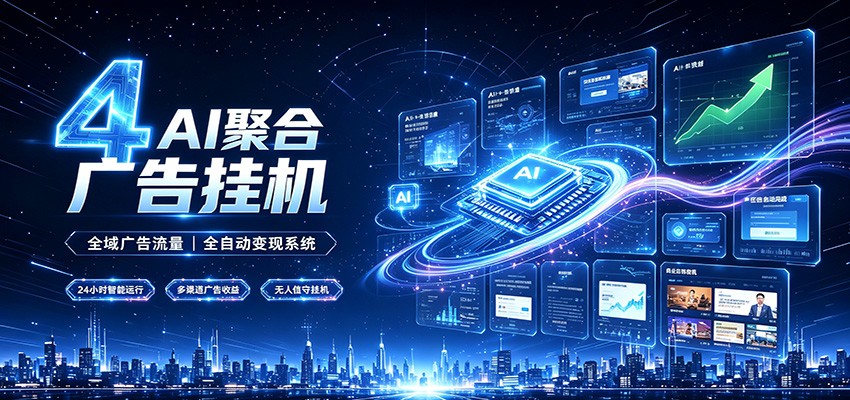 全域广告流量聚合，AI无人挂机稳赚佣金，打造长期稳定被动收入副业-禾谷轻创网