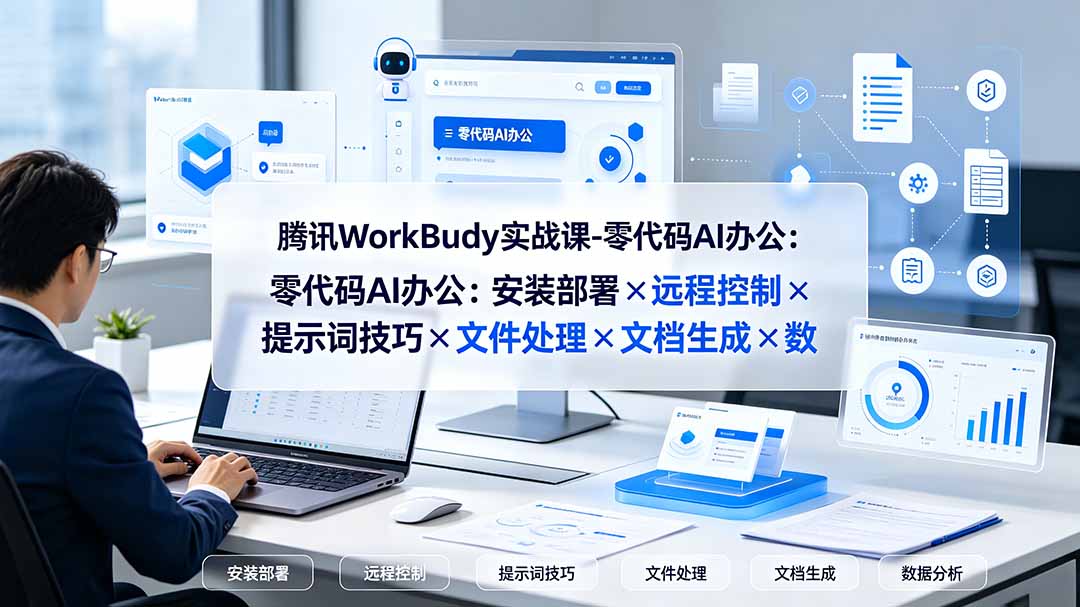 腾讯WorkBuddy实战课-零代码AI办公：安装部署×远程控制×提示词技巧×文件处理×文档生成×数据分析-禾谷轻创网