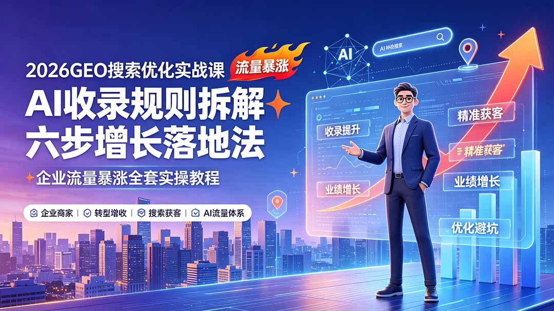 2026GEO搜索优化实战课：AI收录规则拆解｜六步增长落地法｜企业流量暴涨全套实操教程-禾谷轻创网