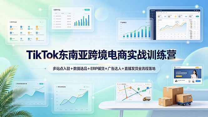 TikTok东南亚跨境电商实战训练营：多站点入驻+数据选品+ERP铺货+广告达人+直播发货全流程落地-禾谷轻创网
