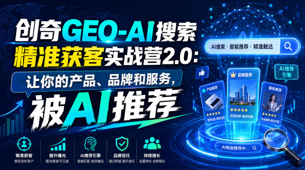 创奇GEO-AI搜索精准获客实战营2.0：让你的产品、品牌和服务，被AI推荐-禾谷轻创网