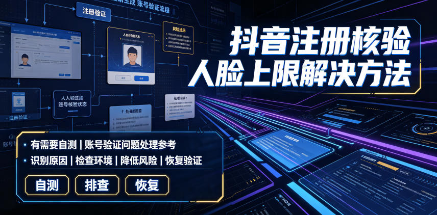 抖音注册核验人脸上限解决方法，有需要自测-禾谷轻创网