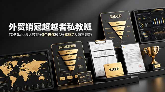 外贸销冠超越者私教班：TOP Sales9大技能+3个进化模型+B2B7大销售链路，系统进阶-禾谷轻创网