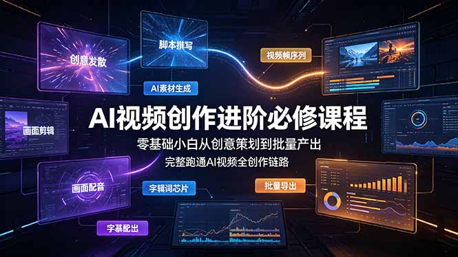 AI视频创作进阶必修课程：零基础小白从创意策划到批量产出，完整跑通AI视频全创作链路-禾谷轻创网