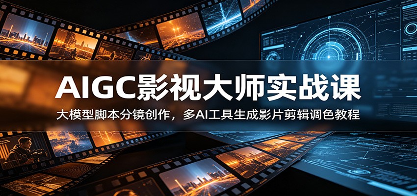 AIGC影视大师实战课：大模型脚本分镜创作，多AI工具生成影片剪辑调色教程-禾谷轻创网