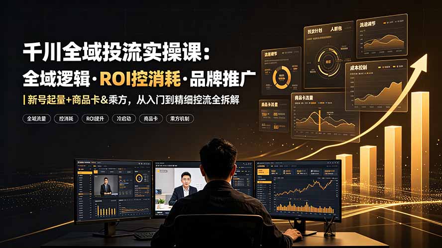 千川全域投流实操课：全域逻辑·ROI控消耗·品牌推广｜新号起量+商品卡&乘方，从入门到精细控流全拆解-禾谷轻创网