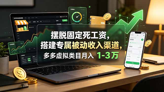 摆脱固定死工资，搭建专属被动收入渠道，多多虚拟类目月入 1-3 万-禾谷轻创网