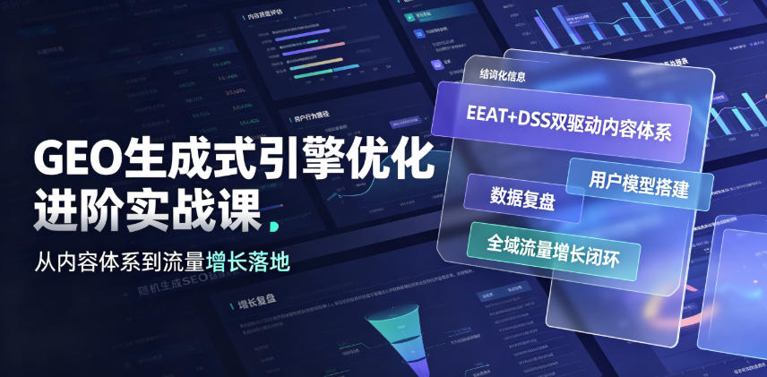 GEO生成式引擎优化进阶实战课｜EEAT+DSS双驱动内容体系、用户模型搭建、数据复盘、全域流量增长闭环落地教程-禾谷轻创网