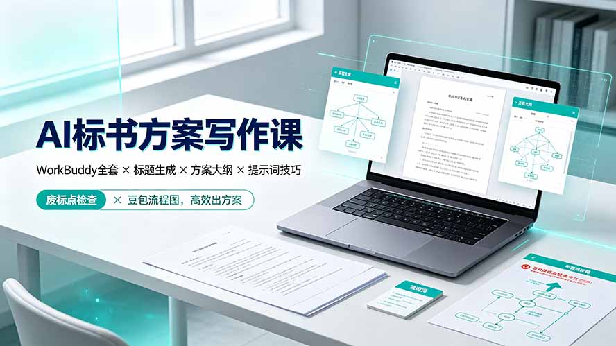AI标书方案写作课：WorkBuddy全套×标题生成×方案大纲×提示词技巧×废标点检查×豆包流程图，高效出方案-禾谷轻创网