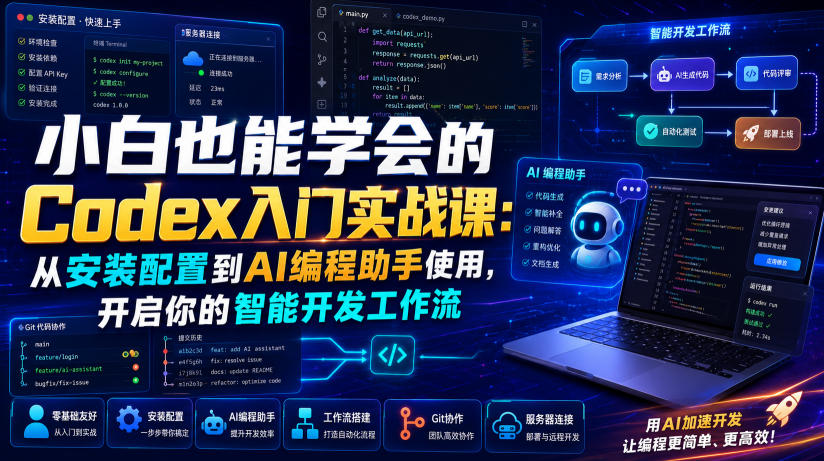 小白也能学会的Codex入门实战课：从安装配置到AI编程助手使用，开启你的智能开发工作流-禾谷轻创网