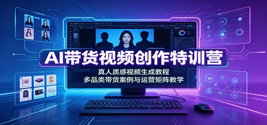 AI带货视频创作特训营：真人质感视频生成教程，多品类带货案例与运营矩阵教学-禾谷轻创网