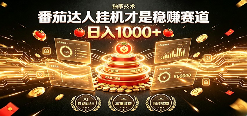 别再瞎找副业！番茄达人挂机才是稳赚赛道 日入1000+-禾谷轻创网