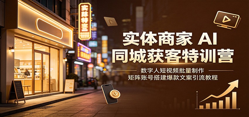 实体商家AI同城获客特训营：数字人短视频批量制作，矩阵账号搭建爆款文案引流教程-禾谷轻创网