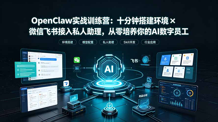 OpenClaw实战特训营：十分钟搭建环境×微信飞书接入私人助理，从零培养你的AI数字员工-禾谷轻创网