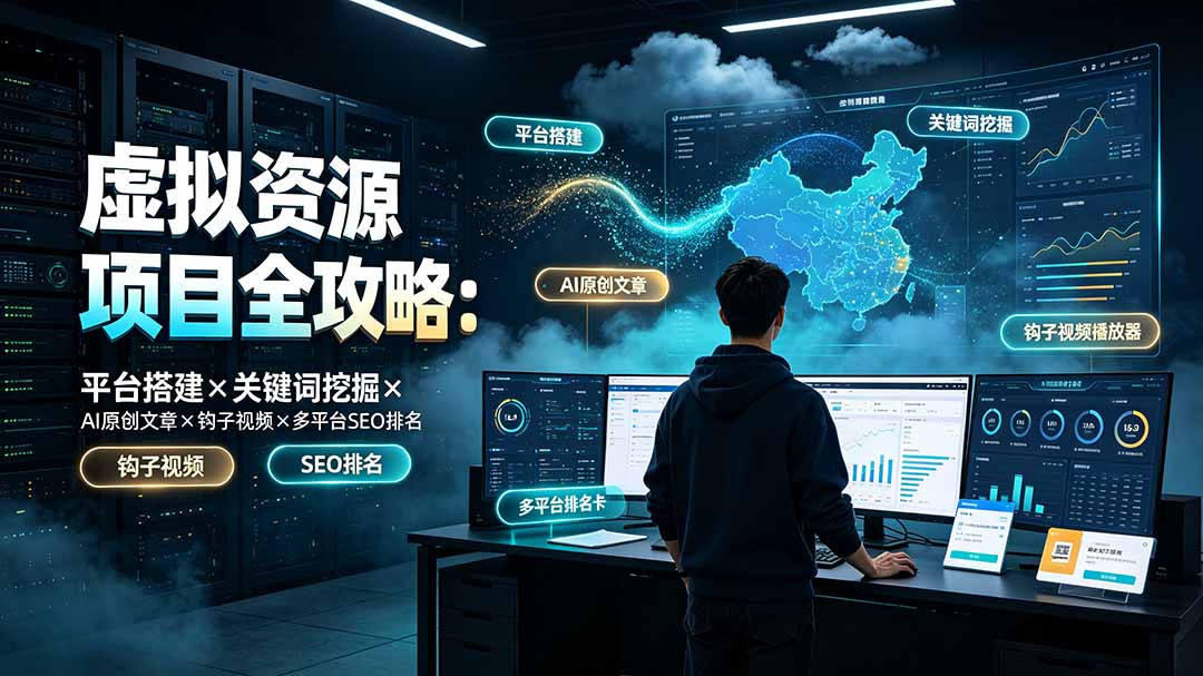 虚拟资源项目全攻略：平台搭建×关键词挖掘×AI原创文章×钩子视频×多平台SEO排名-禾谷轻创网
