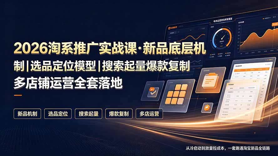 2026淘系推广实战课·新品底层机制｜选品定位模型｜搜索起量爆款复制多店铺运营全套落地教程-禾谷轻创网