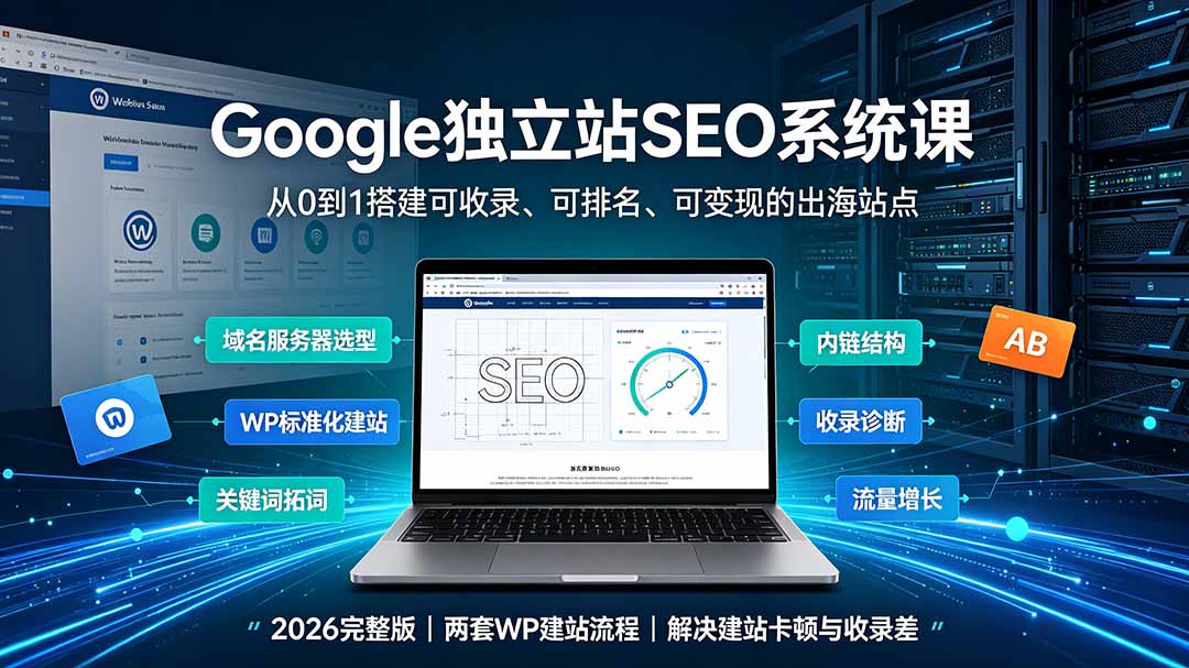 Google独立站SEO-7月系统课：出海基建×WordPress建站×AI内容生产×站内外优化×Search Console×AdSense变现-禾谷轻创网