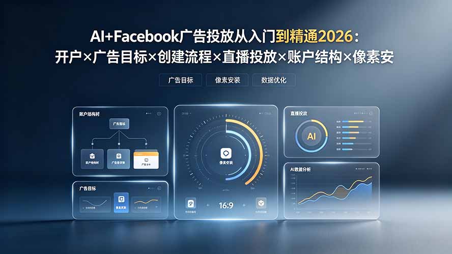 AI+Facebook广告投放从入门到精通2026：开户×广告目标×创建流程×直播投放×账户结构×像素安装×AI赋能-禾谷轻创网