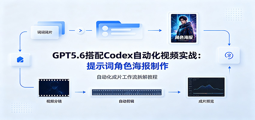 GPT5.6搭配Codex自动化视频实战：提示词角色海报制作，自动化成片工作流拆解教程-禾谷轻创网