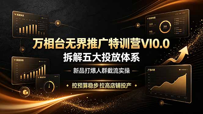 万相台无界推广特训营VI0.0，拆解五大投放体系，新品打爆人群截流实操，控预算稳步拉高店铺投产-禾谷轻创网