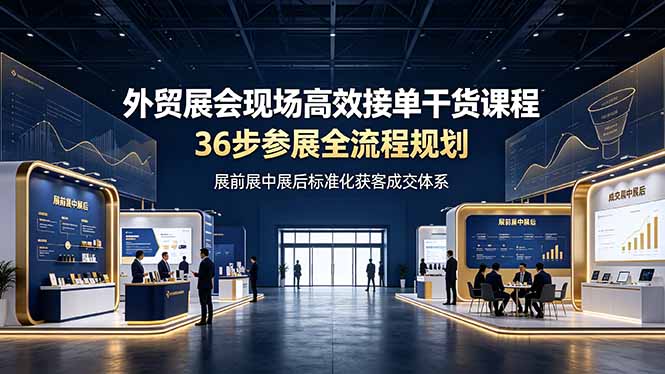 外贸展会现场高效接单干货课程，36步参展全流程规划，展前展中展后标准化获客成交体系-禾谷轻创网
