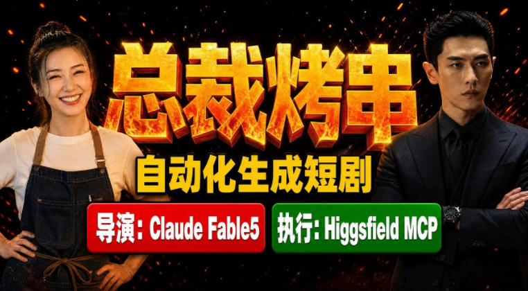 Claude Fable5担任导演+Higgsfield MCP落地执行｜《总裁烤串》真人质感短剧全自动AI生成全流程教学-禾谷轻创网
