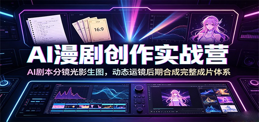 AI漫剧创作实战营：AI剧本分镜光影生图，动态运镜后期合成完整成片体系-禾谷轻创网