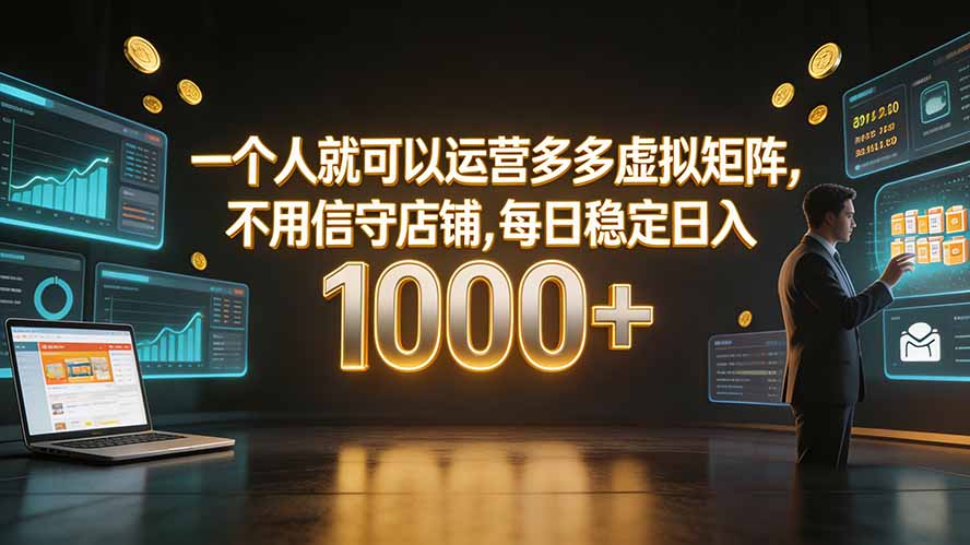 一个人就可以运营多多虚拟矩阵,不用值守店铺,每日稳定日入 1000+-禾谷轻创网