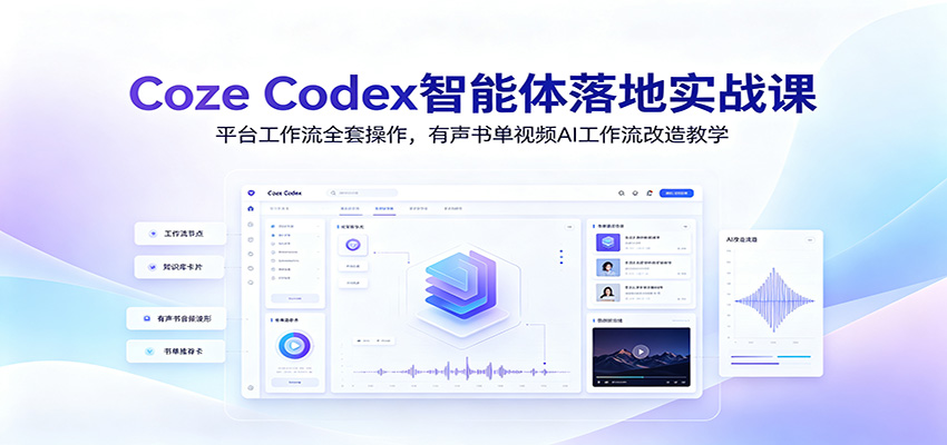 Coze Codex智能体落地实战课：平台工作流全套操作，有声书单视频AI工作流改造教学-禾谷轻创网