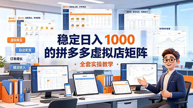 稳定日入 1000 的拼多多虚拟店矩阵，全套实操教学-禾谷轻创网