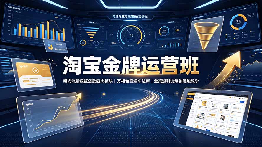 淘宝金牌运营班-7月：曝光流量数据爆款四大板块｜万相台直通车达摩｜全渠道引流爆款落地教学-禾谷轻创网