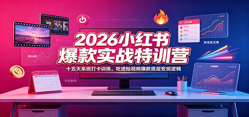 2026小红书爆款实战特训营：十五天系统打卡训练，吃透短视频爆款底层变现逻辑-禾谷轻创网