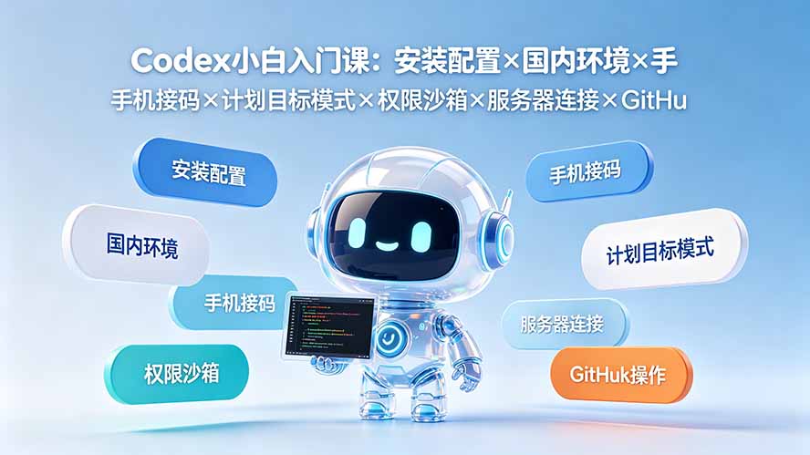 Codex小白入门课：安装配置×国内环境×手机接码×计划目标模式×权限沙箱×服务器连接×GitHub操作-禾谷轻创网
