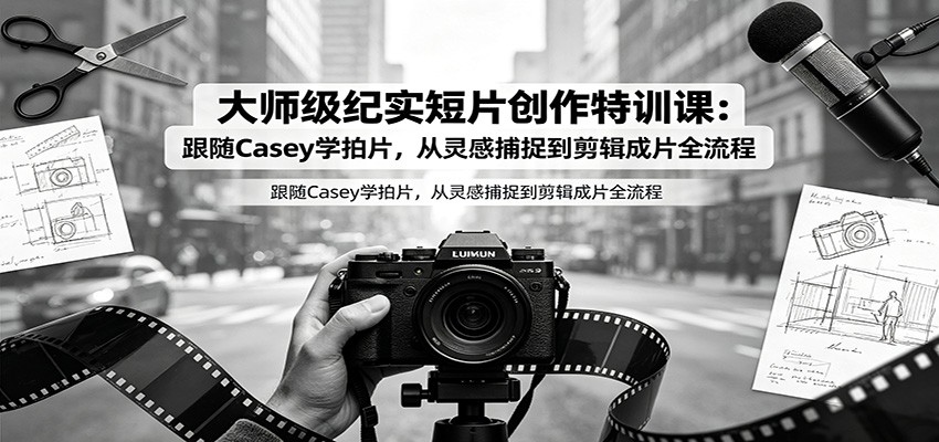 大师级纪实短片创作特训课：跟随Casey学拍片，从灵感捕捉到剪辑成片全流程-禾谷轻创网