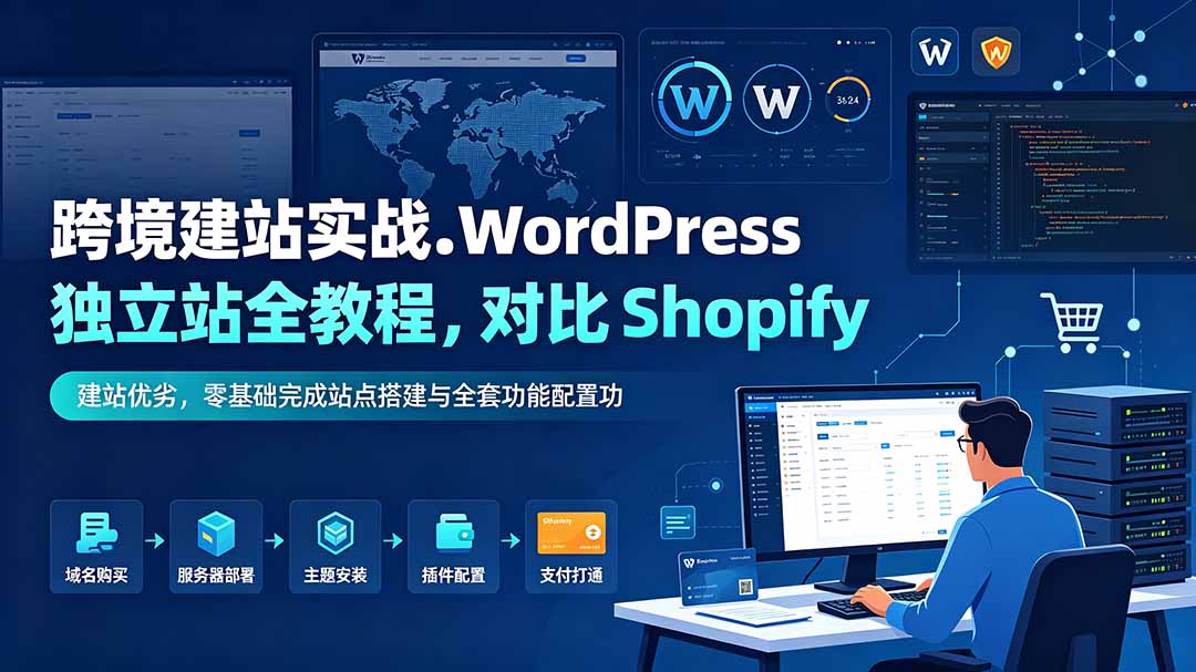 跨境建站实战：WordPress 独立站全教程，对比 Shopify 建站优劣，零基础完成站点搭建与全套功能配置-禾谷轻创网