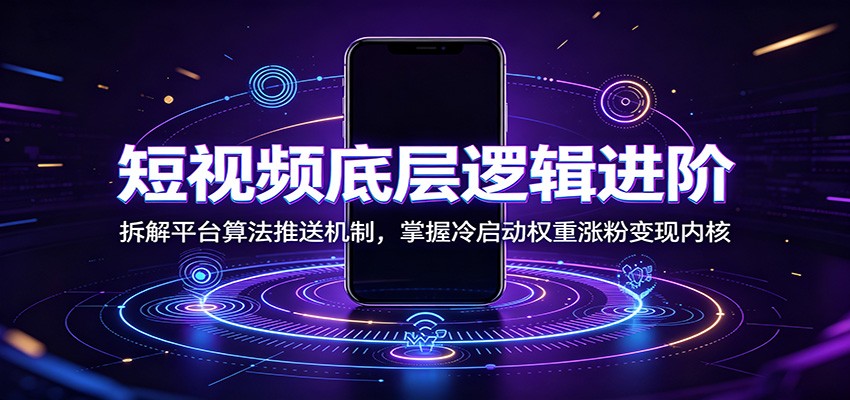 短视频底层逻辑进阶：拆解平台算法推送机制，掌握冷启动权重涨粉变现内核-禾谷轻创网