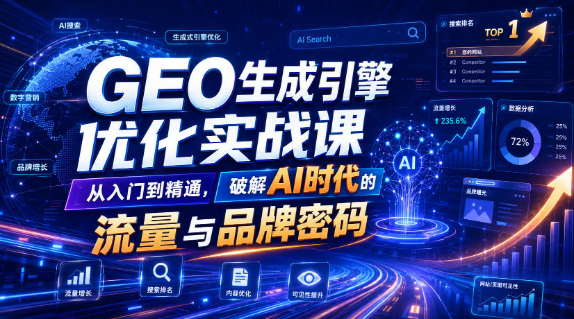 GEO生成引擎优化实战课，从入门到精通，破解AI时代的流量与品牌密码-禾谷轻创网