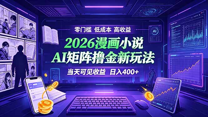 爆款小说漫画大阅读    ai矩阵操作    当天可见收益  日入400+    零门槛    高收益-禾谷轻创网