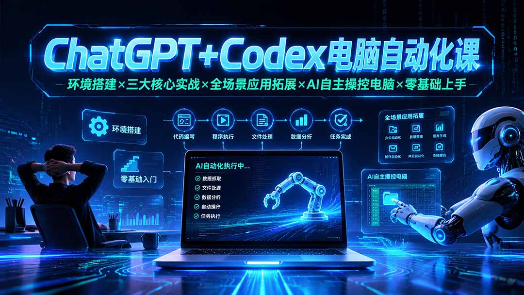 ChatGPT+Codex电脑自动化课：环境搭建×三大核心实战×全场景应用拓展×AI自主操控电脑×零基础上手-禾谷轻创网