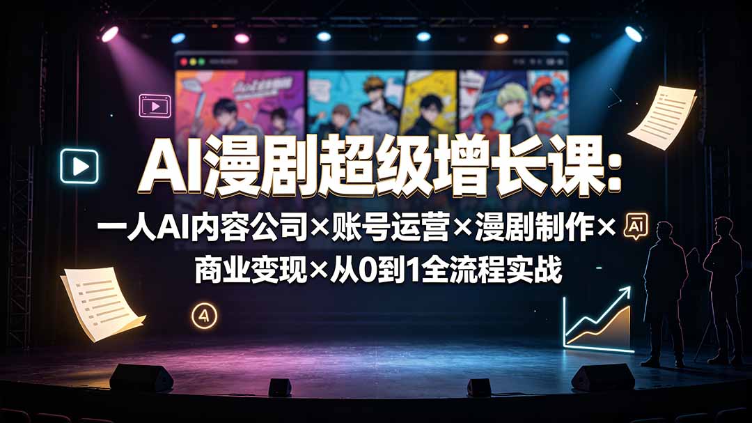 AI漫剧超级增长课：一人AI内容公司×账号运营×漫剧制作×商业变现×从0到1全流程实战-禾谷轻创网