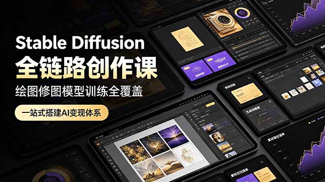 Stable Diffusion全链路创作课，绘图修图模型训练全覆盖，一站式搭建AI变现体系-禾谷轻创网