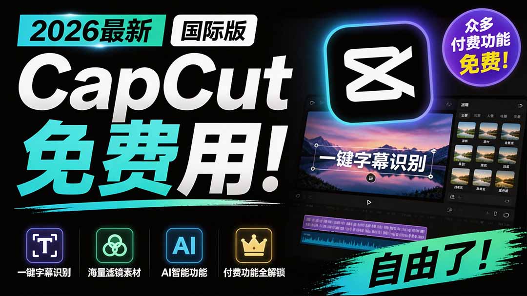 2026最新国际版剪映！CapCut 众多付费功能免费用，一键字幕识别 / 滤镜素材 / AI智能功能自由了 CapCut-禾谷轻创网