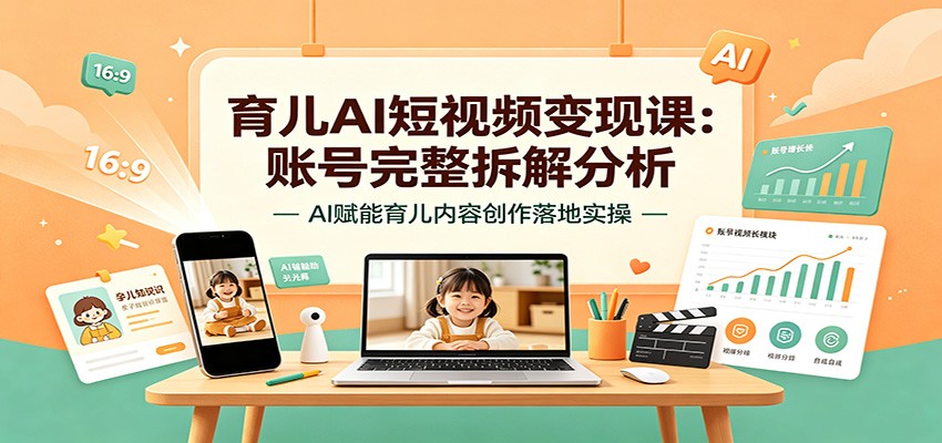 育儿AI短视频变现课：账号完整拆解分析，AI赋能育儿内容创作落地实操-禾谷轻创网