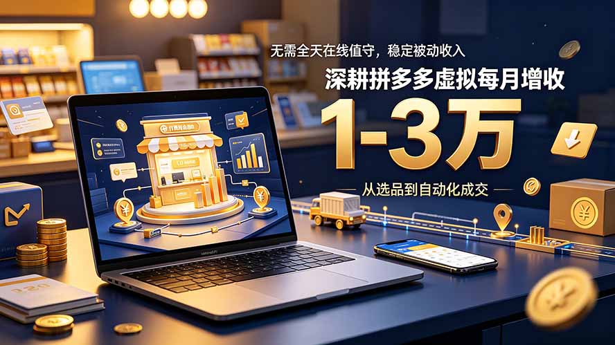 无需全天在线值守，稳定被动收入，深耕拼多多虚拟每月增收 1-3 万-禾谷轻创网