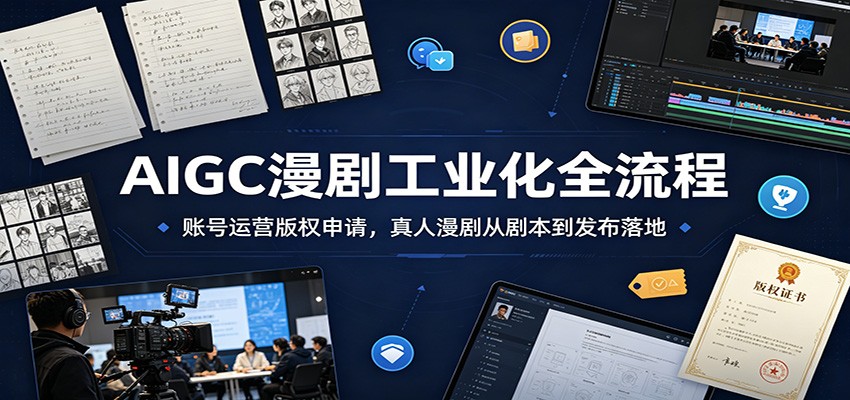 AIGC漫剧工业化全流程：账号运营版权申请，真人漫剧从剧本到发布落地-禾谷轻创网