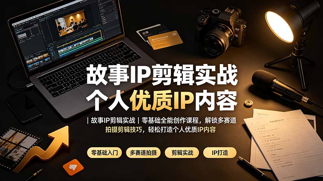 故事IP剪辑实战｜零基础全能创作课程，解锁多赛道拍摄剪辑技巧，轻松打造个人优质IP内容-禾谷轻创网