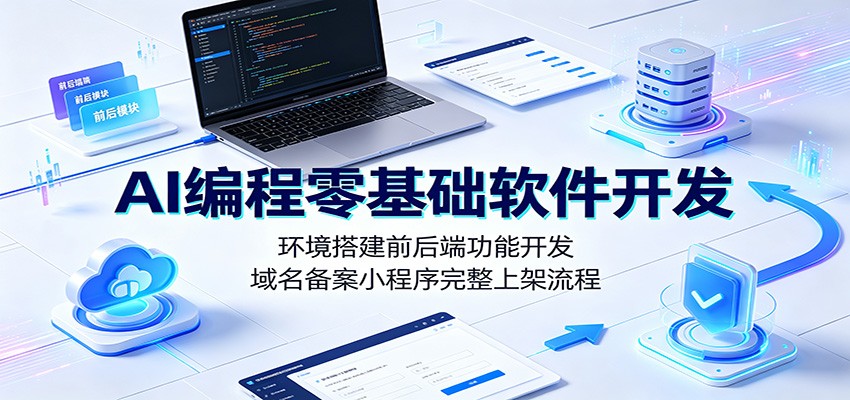 AI编程零基础软件开发：环境搭建前后端功能开发，域名备案小程序完整上架流程-禾谷轻创网