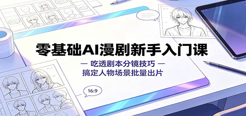 零基础AI漫剧新手入门课：吃透剧本分镜技巧，搞定人物场景批量出片-禾谷轻创网