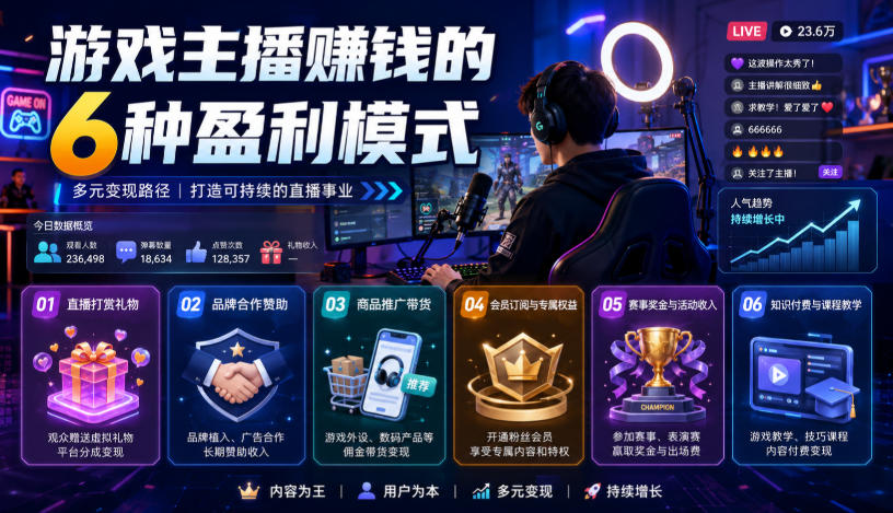 付费文章：游戏主播賺钱的6种盈利模式-禾谷轻创网