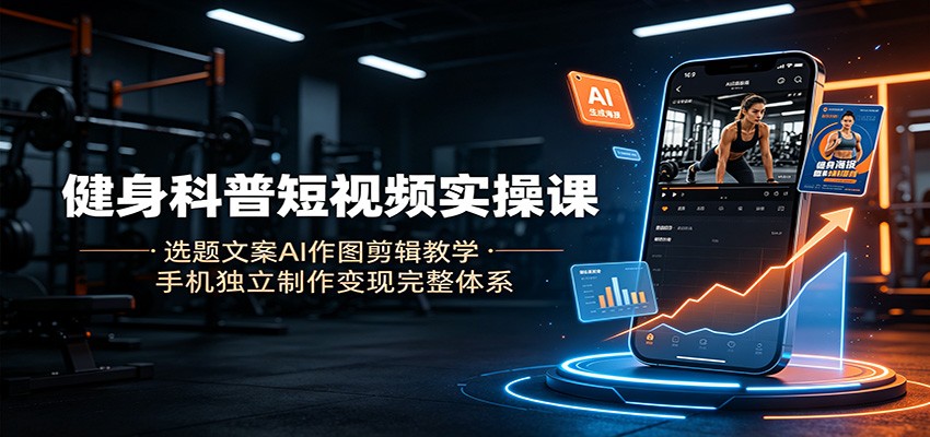 健身科普短视频实操课：选题文案AI作图剪辑教学，手机独立制作变现完整体系-禾谷轻创网